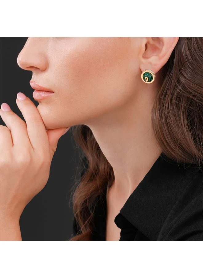 Police Gold/Green Beaming Pendant Necklace & Stud Earrings Gift Set for Women for Women | Best Price UAE